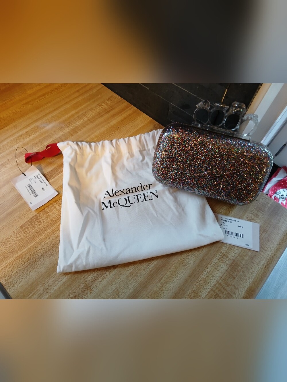 Alexander McQueen NWT RARE Multi Glittered Knuckle Bag & Dustbag - Picture 10 of 10